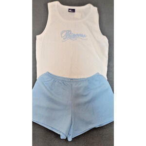 2 Piece Blue Summer Tank Top and Shorts Outfit Girls size XL